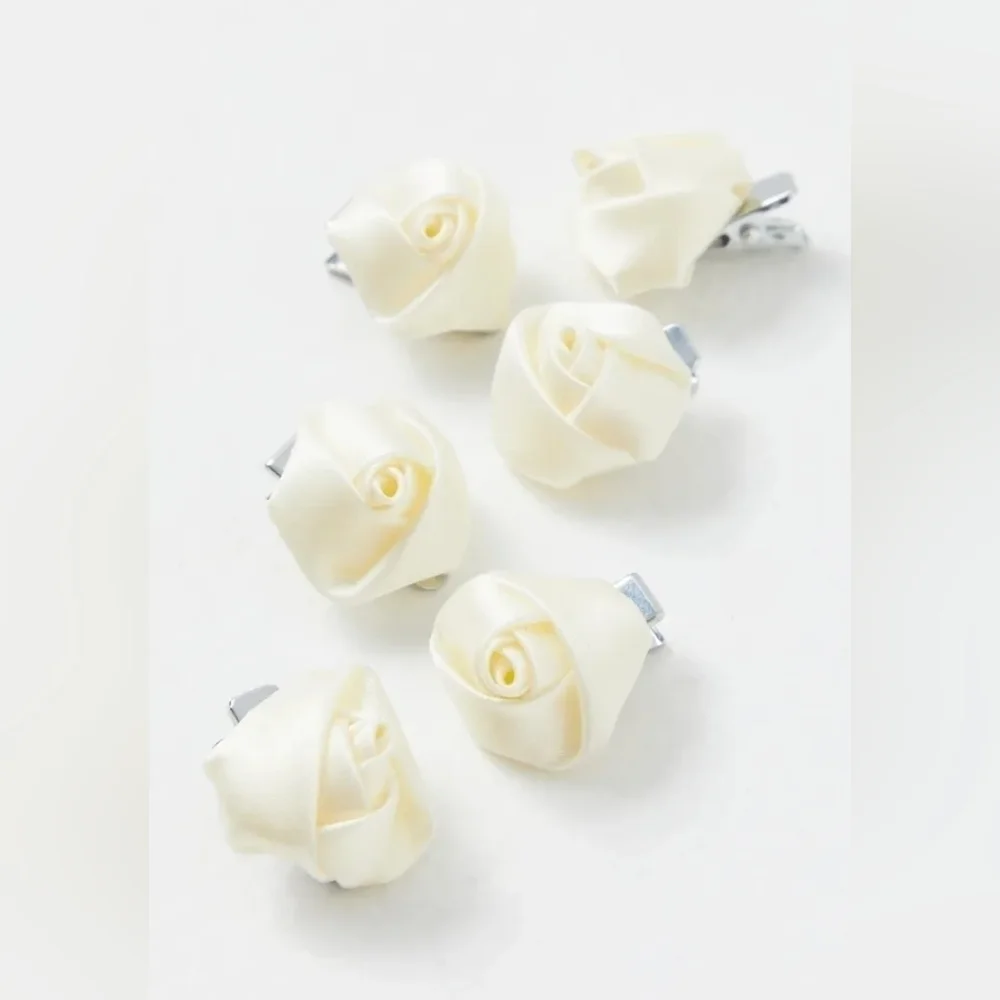 NWT Free People White Rosemary's Rose Set Of 6 Clips